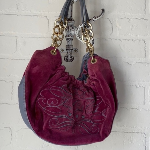Juicy Couture Handbags - Juicy Couture purse Juicy Girls Club Red Wine Velour Gold Handbag Vintage Y2K